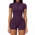 Combinaison de sport à manches courtes pour femme - Plum purple / XL / China Mainland